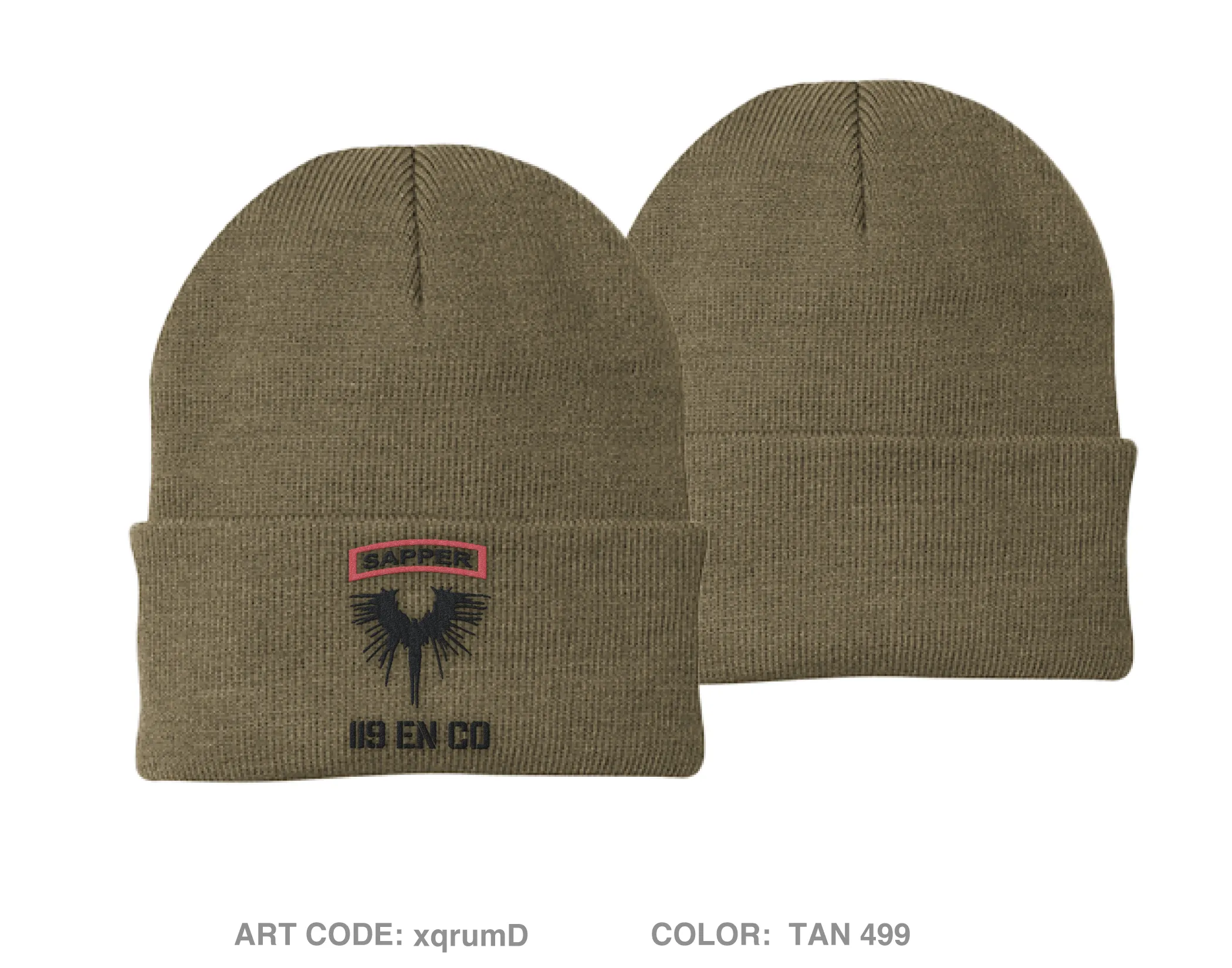 119 Engineer company (SAPPER) Embroidered Knit Beanie - xqrumD