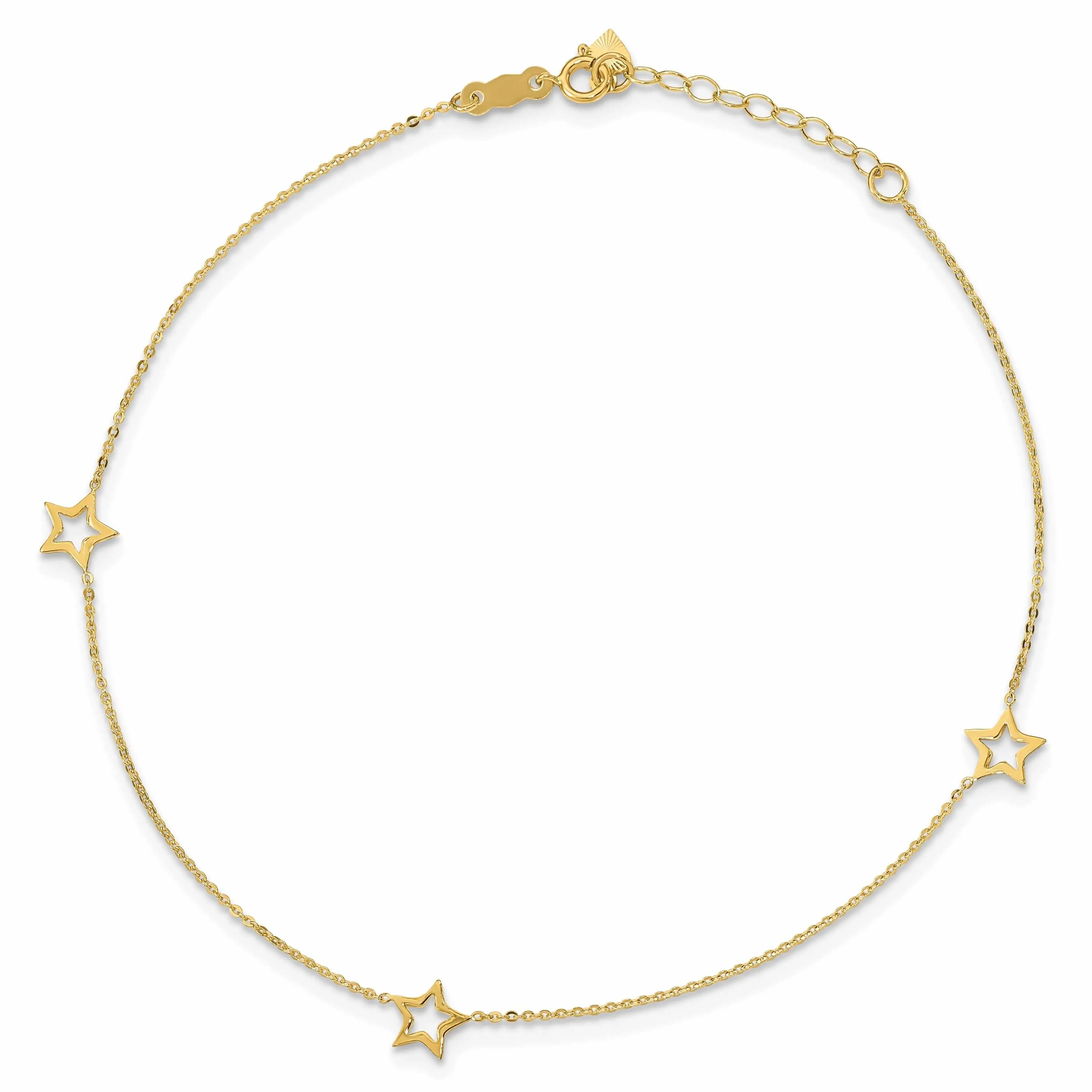 14k Gold Adjustable Star Anklet