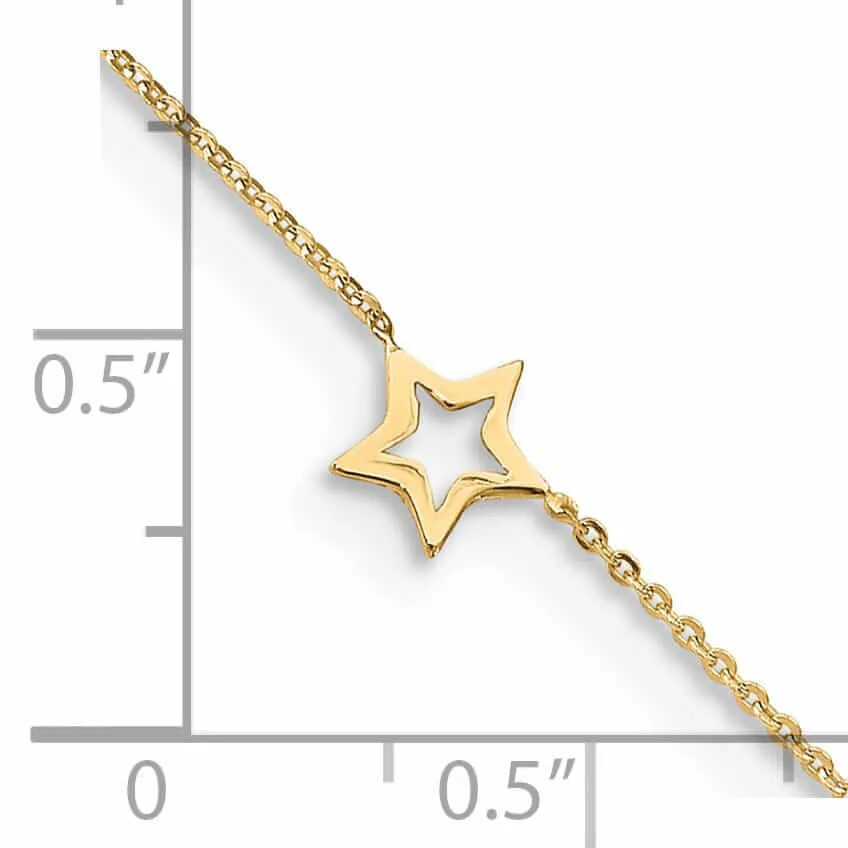 14k Gold Adjustable Star Anklet