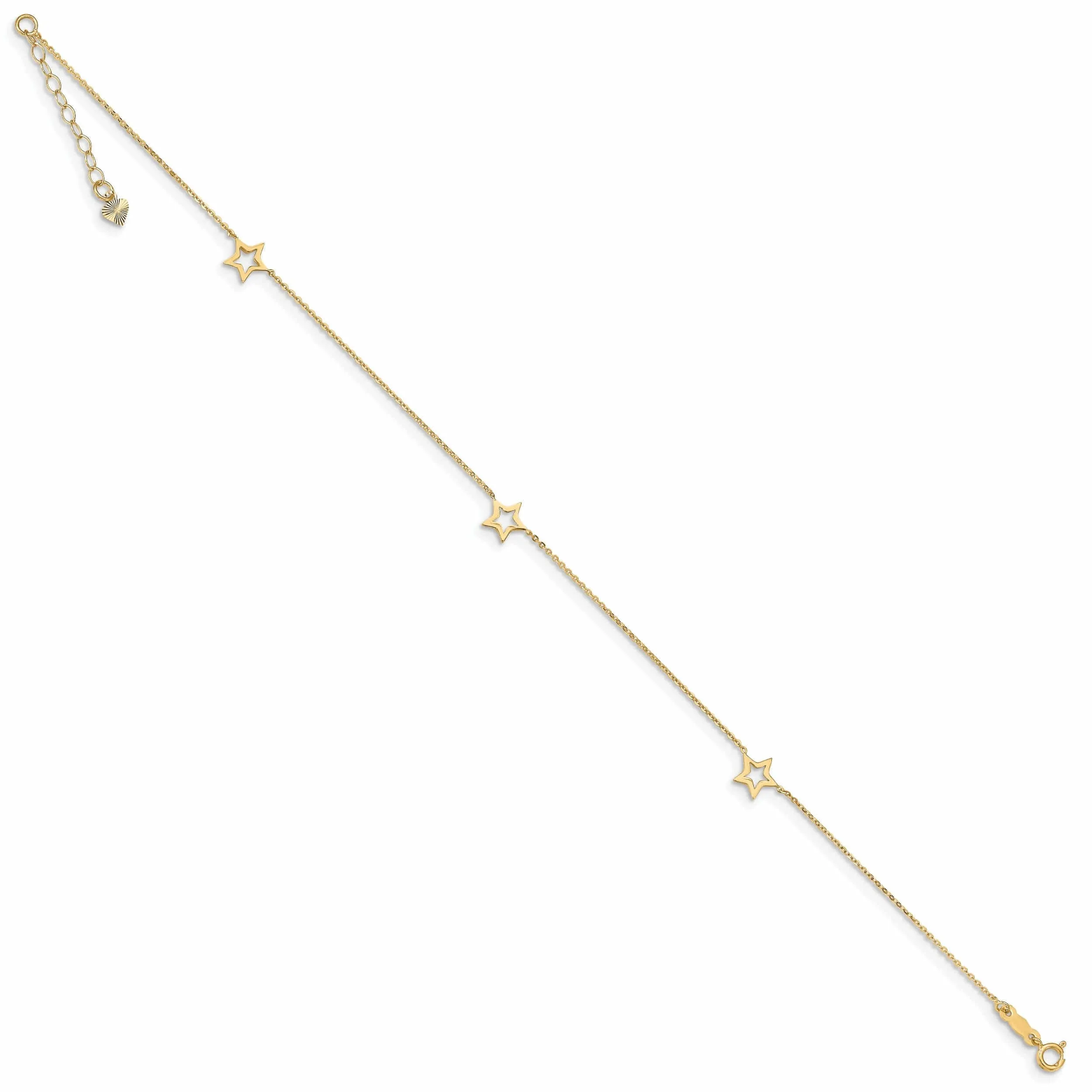 14k Gold Adjustable Star Anklet