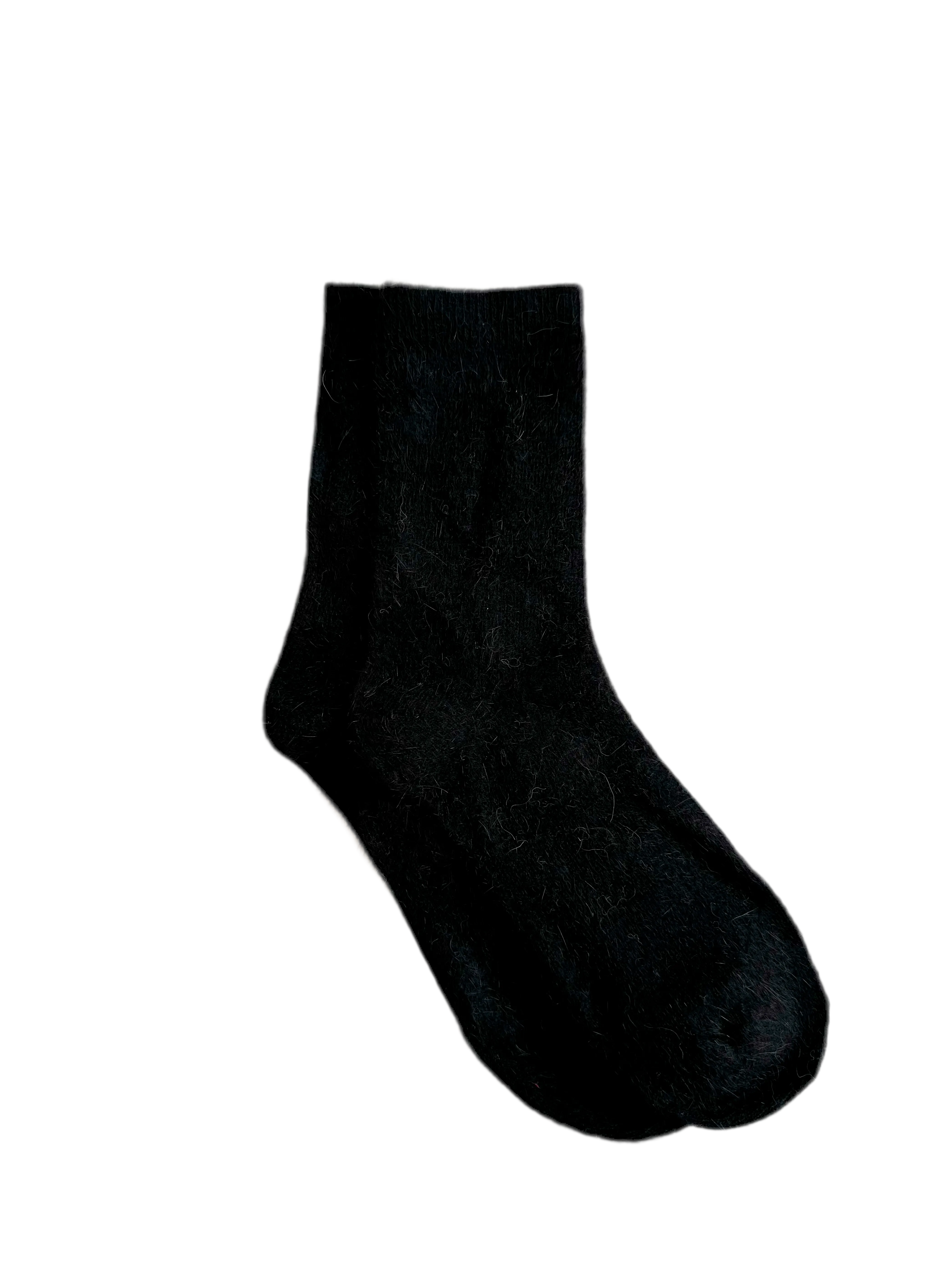 Angora fluffy socks in black