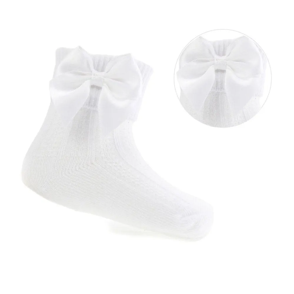 Baby Girls White Large Bow Ankle Socks