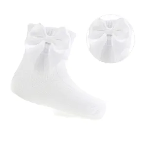 Baby Girls White Large Bow Ankle Socks