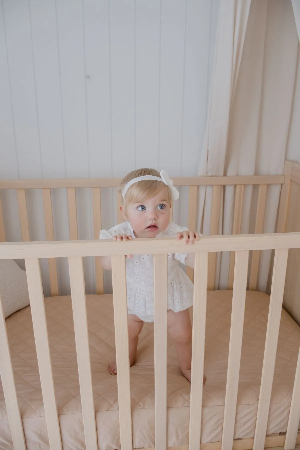 Bambella 2-in-1 Waterproof Cot Sheet & Mattress Protector | Nude