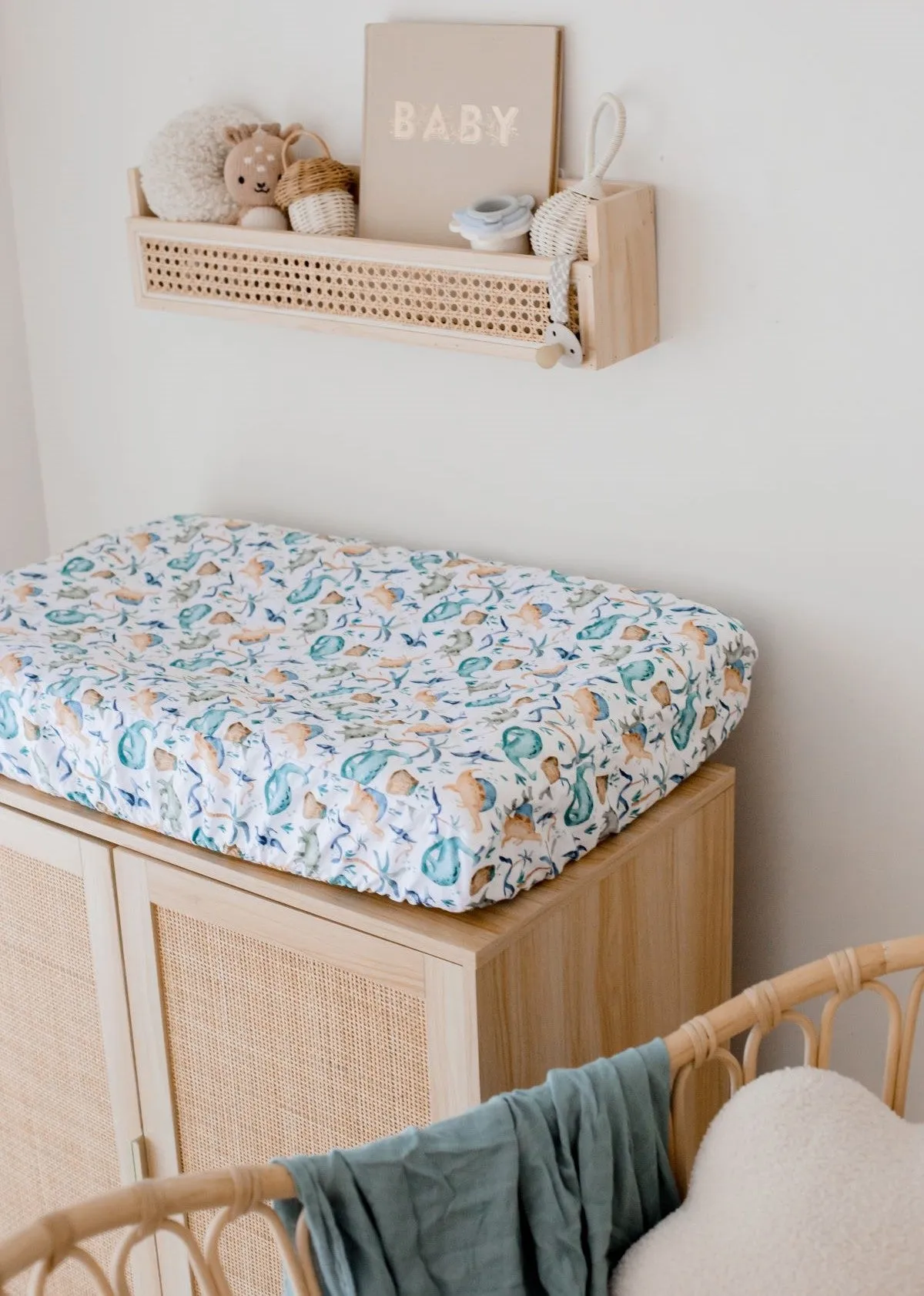 Bambella Waterproof Bassinet Sheet | Wild Dinos
