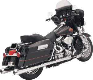 Bassani Manufacturing 1F572RB 4in. Slip-On Megaphone Muffler - Black w/ Black End Caps