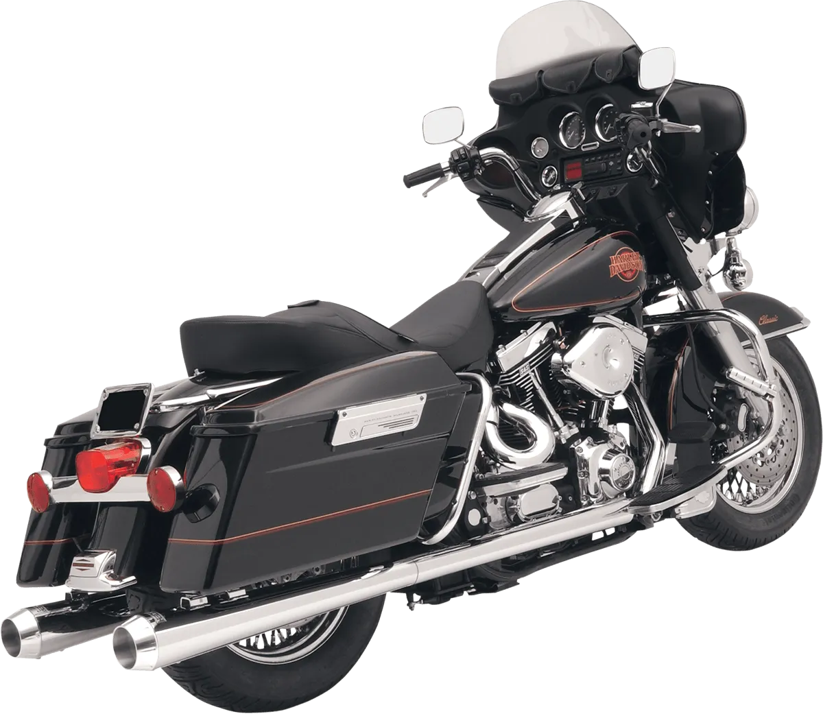 Bassani Manufacturing 1F572RB 4in. Slip-On Megaphone Muffler - Black w/ Black End Caps