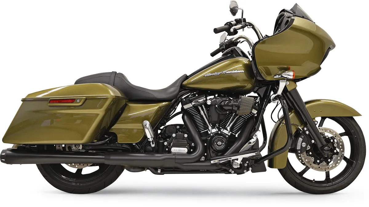 Bassani Manufacturing 1F572RB 4in. Slip-On Megaphone Muffler - Black w/ Black End Caps