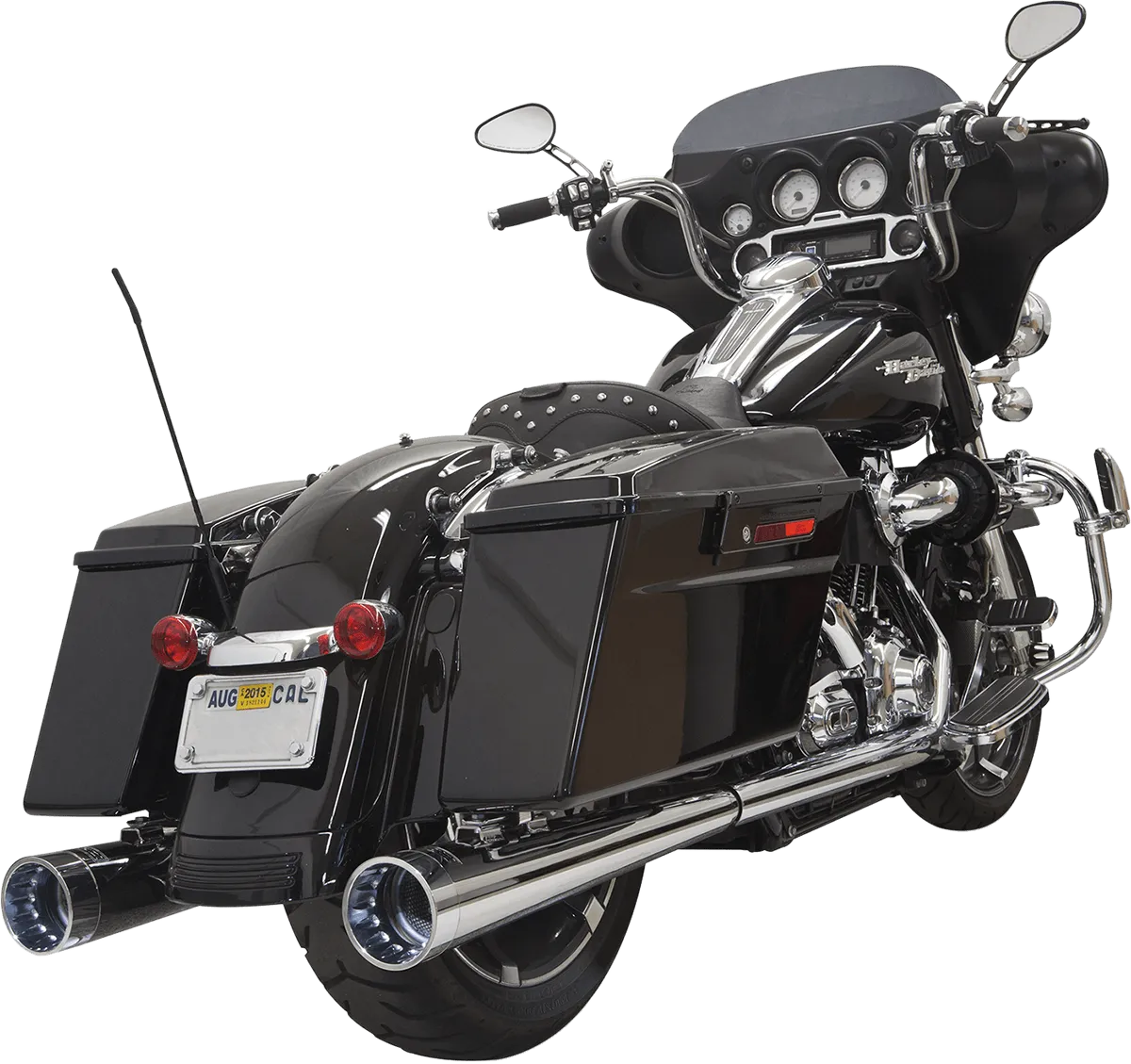 Bassani Manufacturing 1F572RB 4in. Slip-On Megaphone Muffler - Black w/ Black End Caps