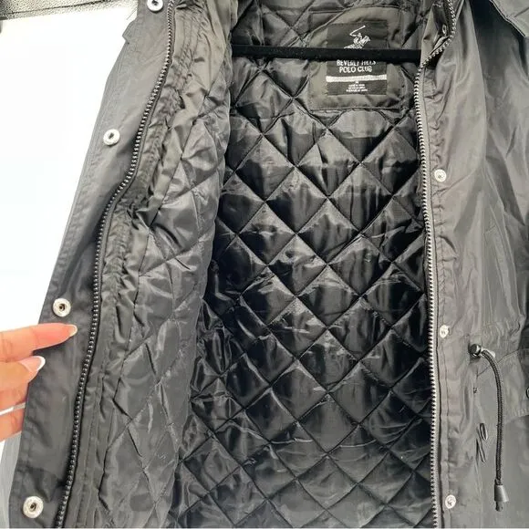 Beverly Hills Polo Club Women’s Black Hooded Waterproof Winter Parka Coat Medium