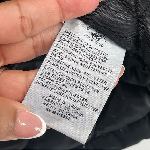 Beverly Hills Polo Club Women’s Black Hooded Waterproof Winter Parka Coat Medium