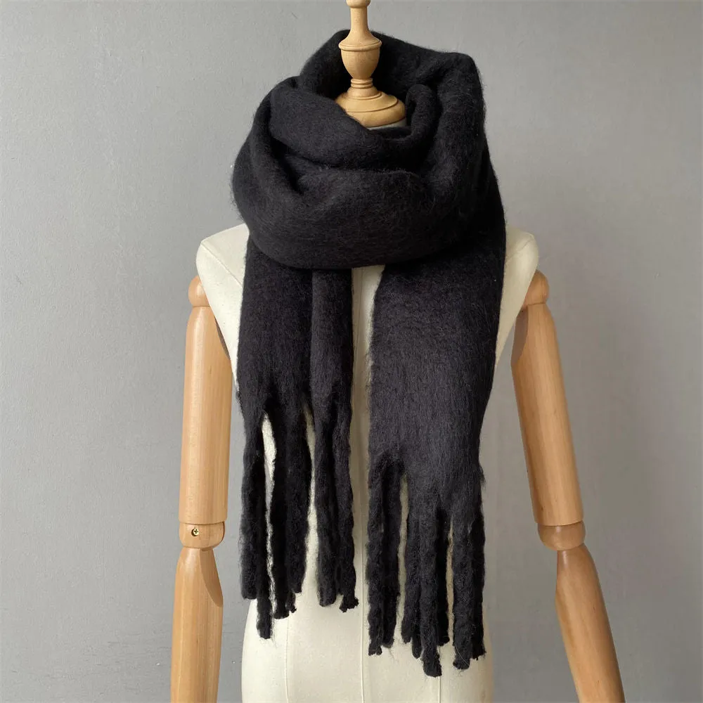 Black Mohair Winter Scarves