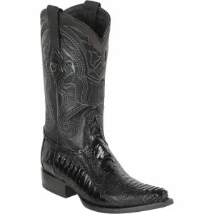 Black Ostrich Leg Boots