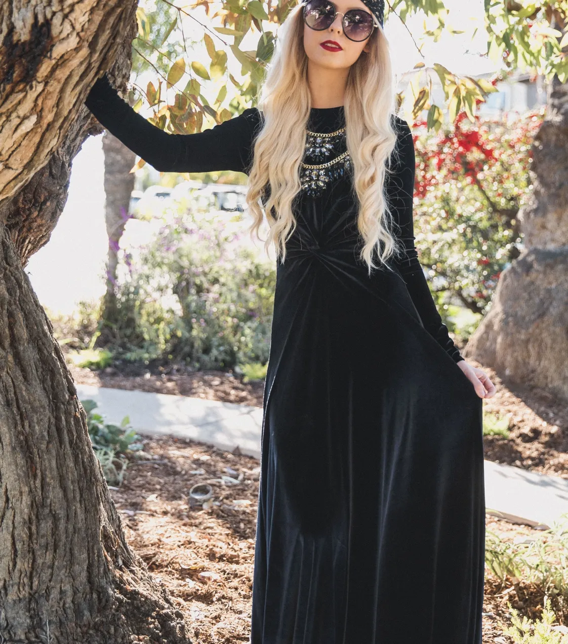 Black Velvet Knot Dress