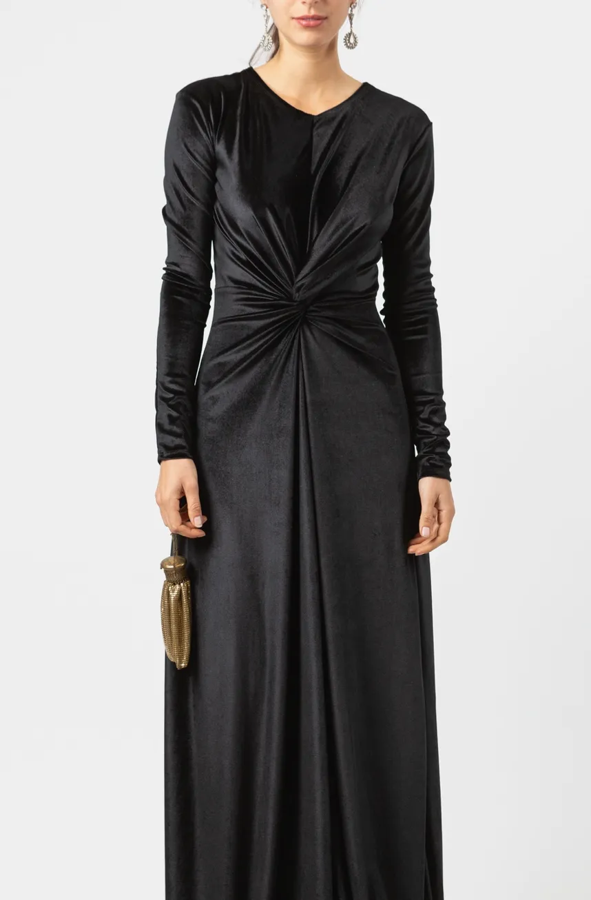 Black Velvet Knot Dress
