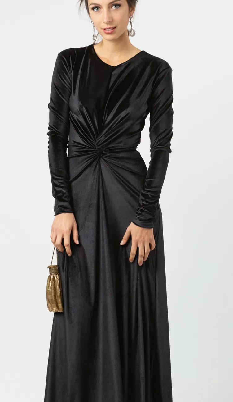 Black Velvet Knot Dress