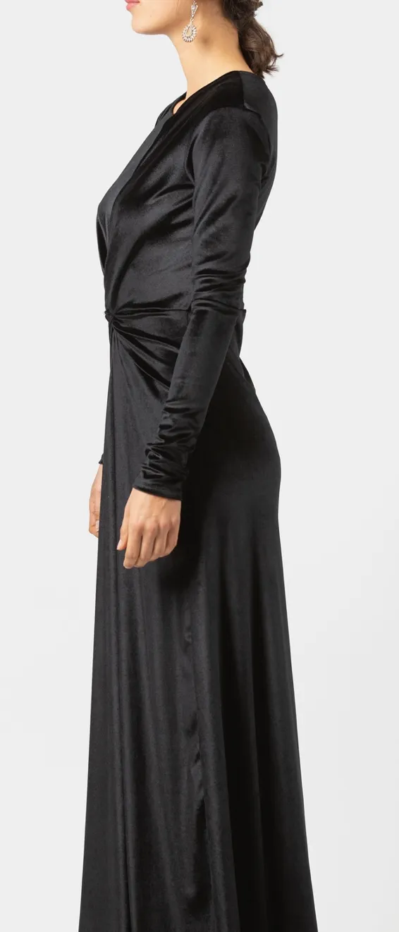 Black Velvet Knot Dress
