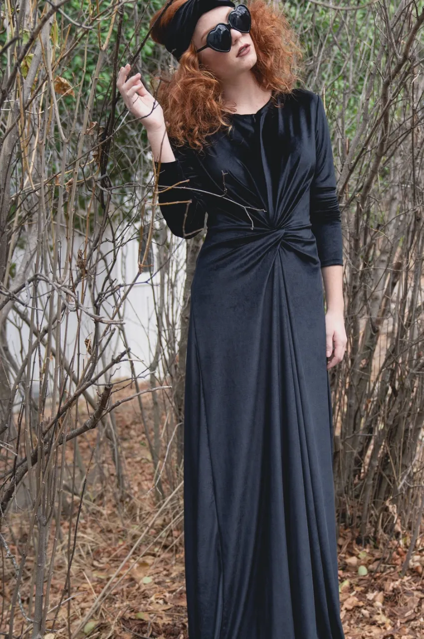 Black Velvet Knot Dress