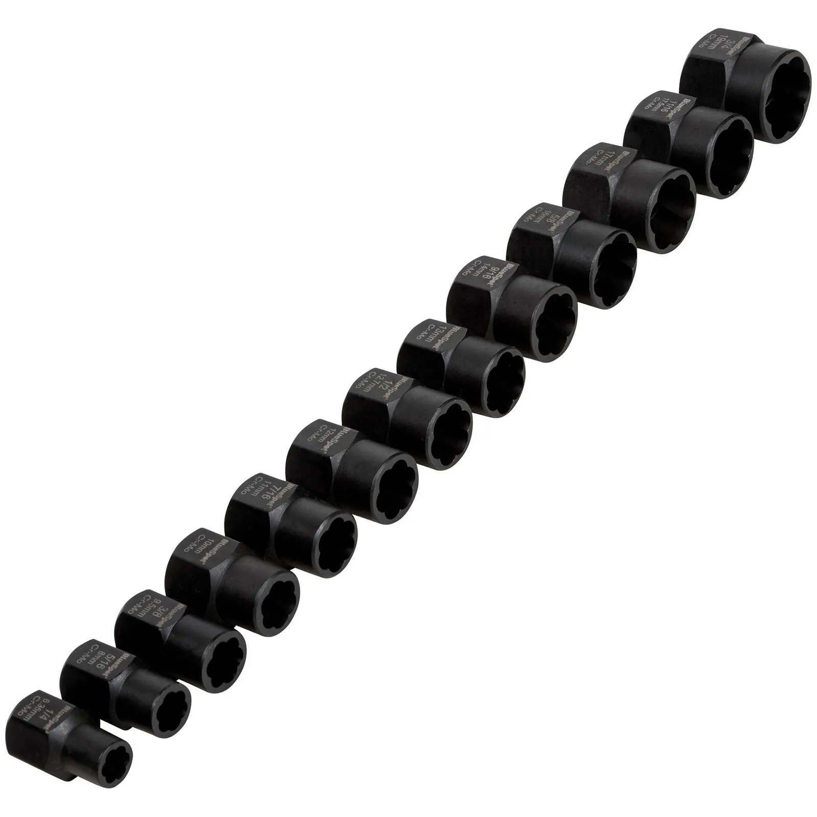 BlueSpot Impact Bolt and Nut Remover Set 13 Piece 8-19mm 1/4"-11/16
