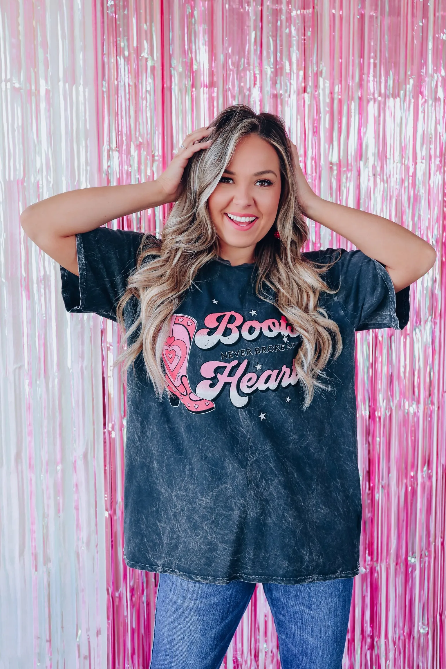 Boots Never Broke My Heart Graphic Tee - Black