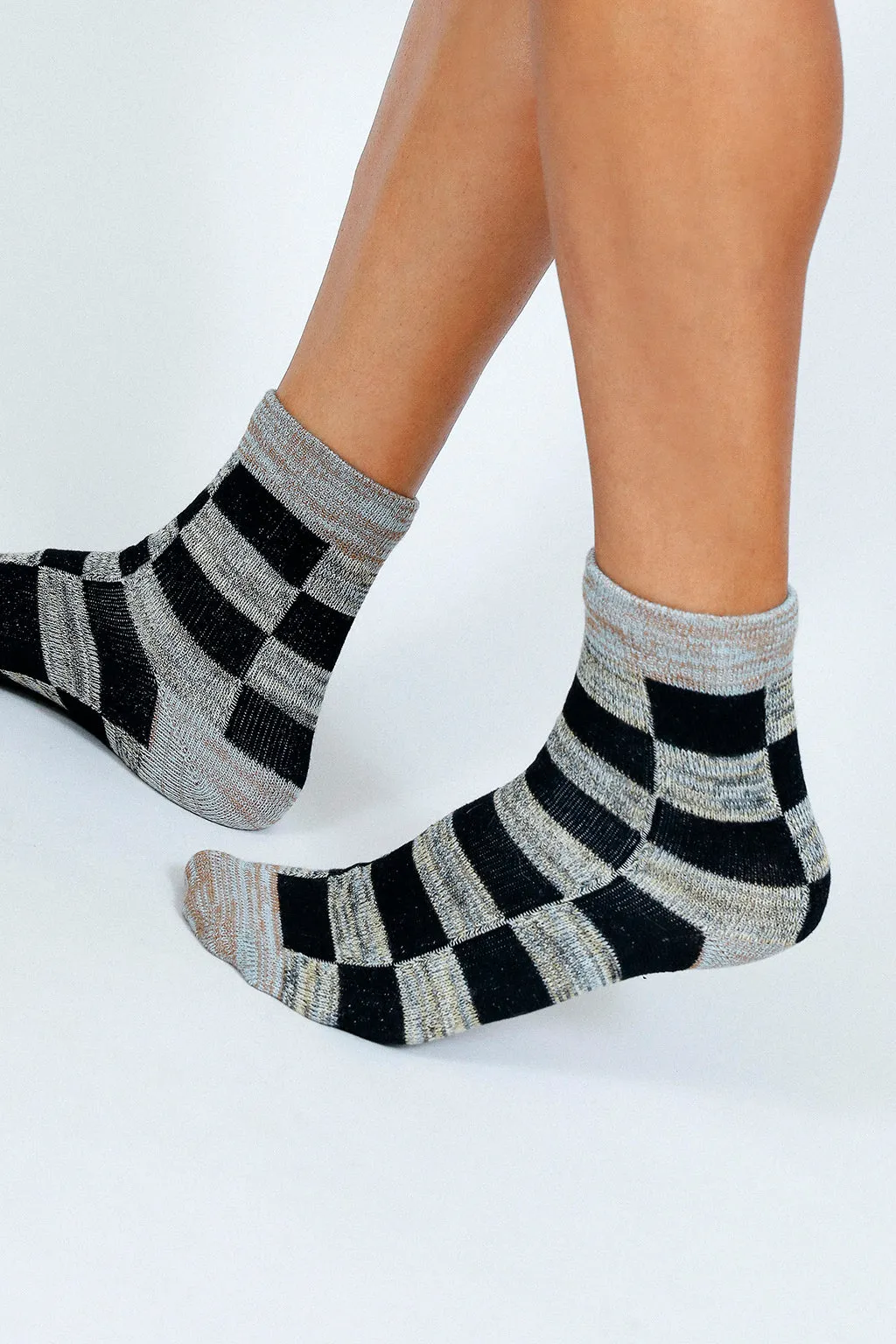 Boxy Checkered Ankle Sock