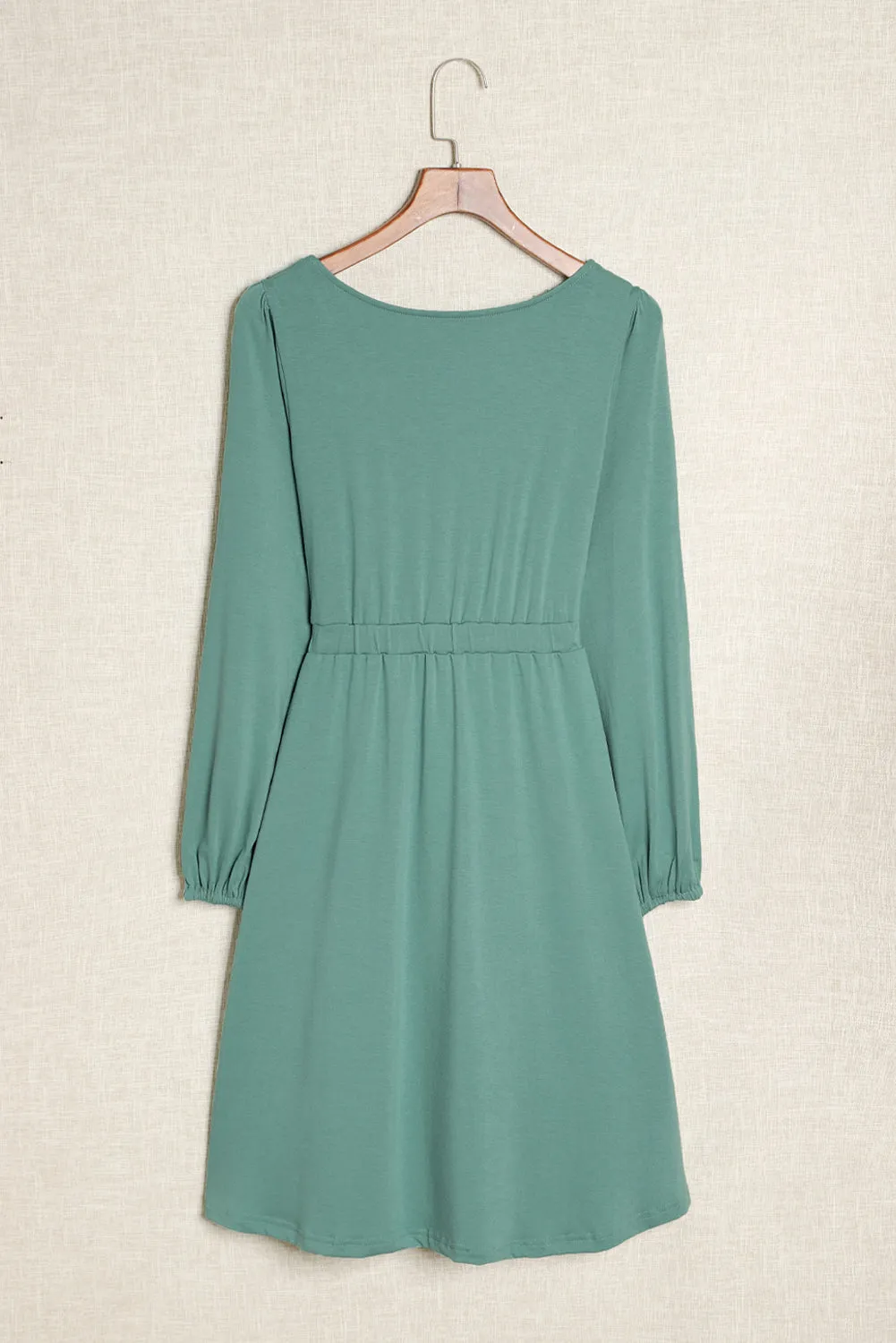 Button Up High Waist Long Sleeve Dress
