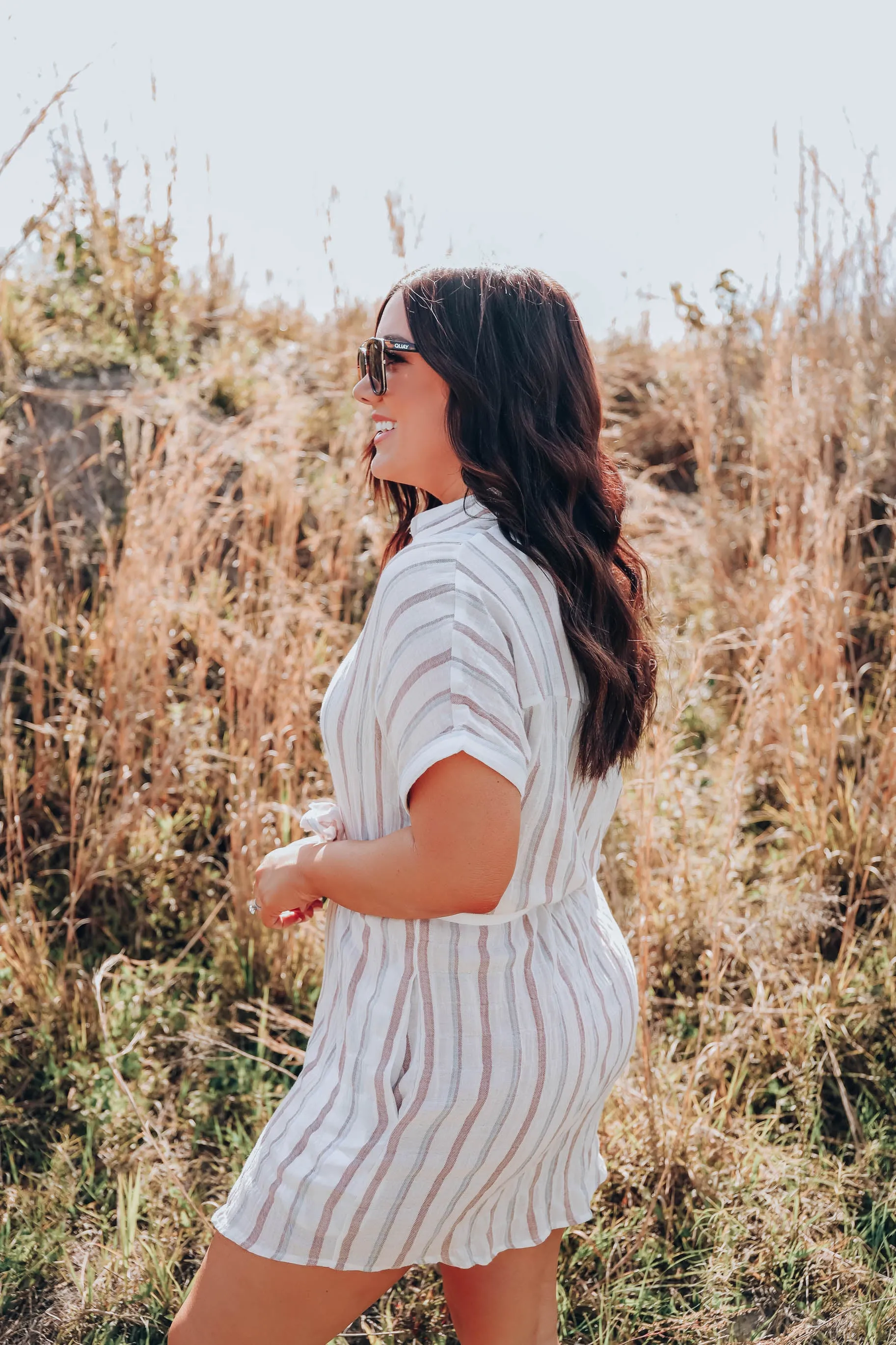 Button Up Mini Shirt Dress - White