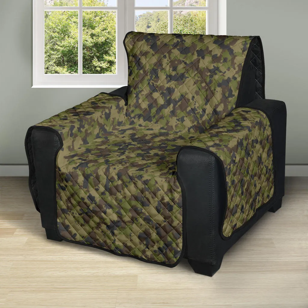 Camo Recliner Cover Protector Green, Brown and Gray Camouflage Slip Cover 28" Seat Width