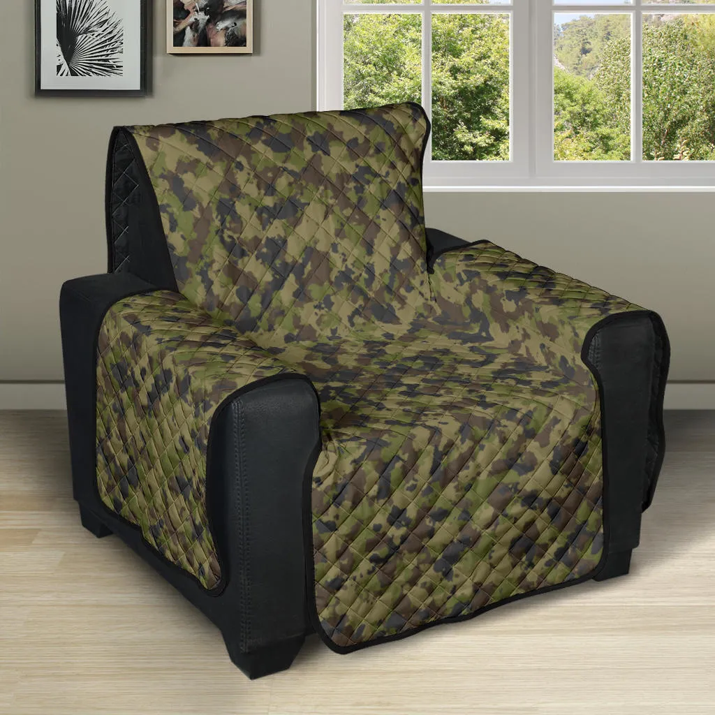 Camo Recliner Cover Protector Green, Brown and Gray Camouflage Slip Cover 28" Seat Width