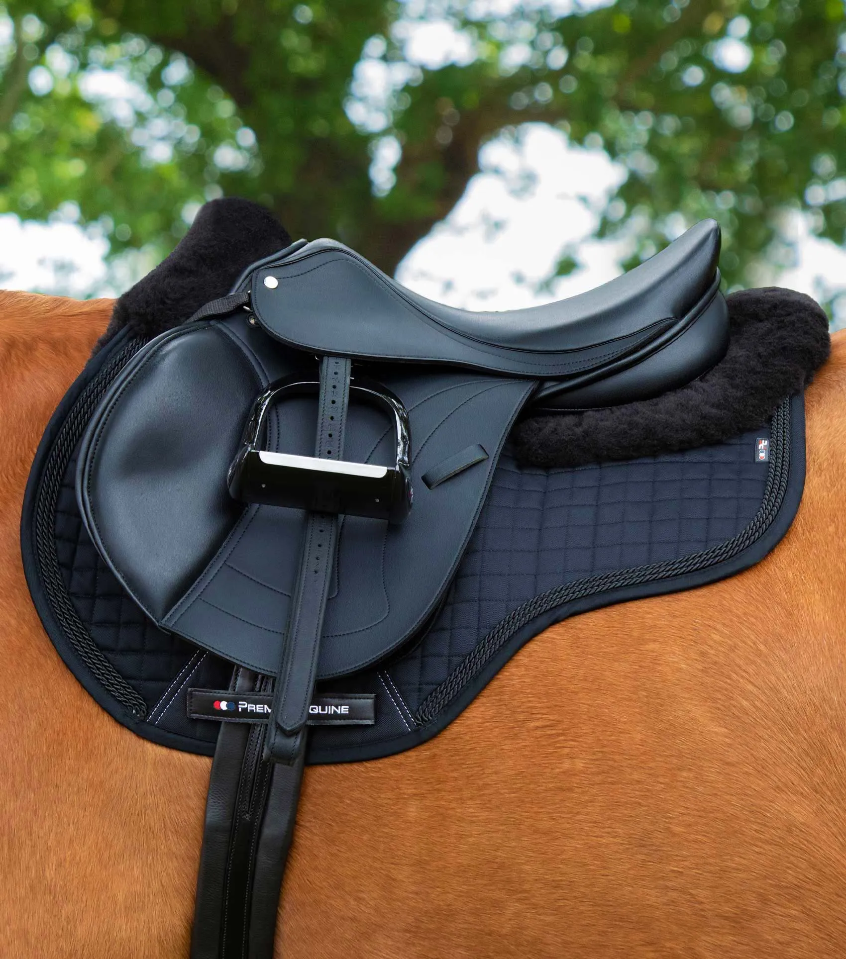 Close Contact Merino Wool European Saddle Pad - GP/Jump Square Black/Black Wool