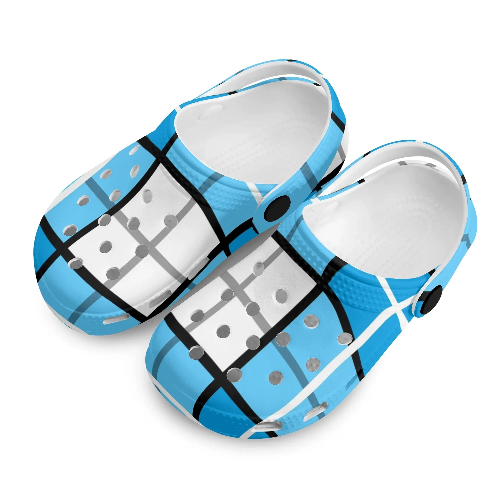 ✨'Clyde Sky Blue' Happy Tartan ® Kids Classic Clogs✨