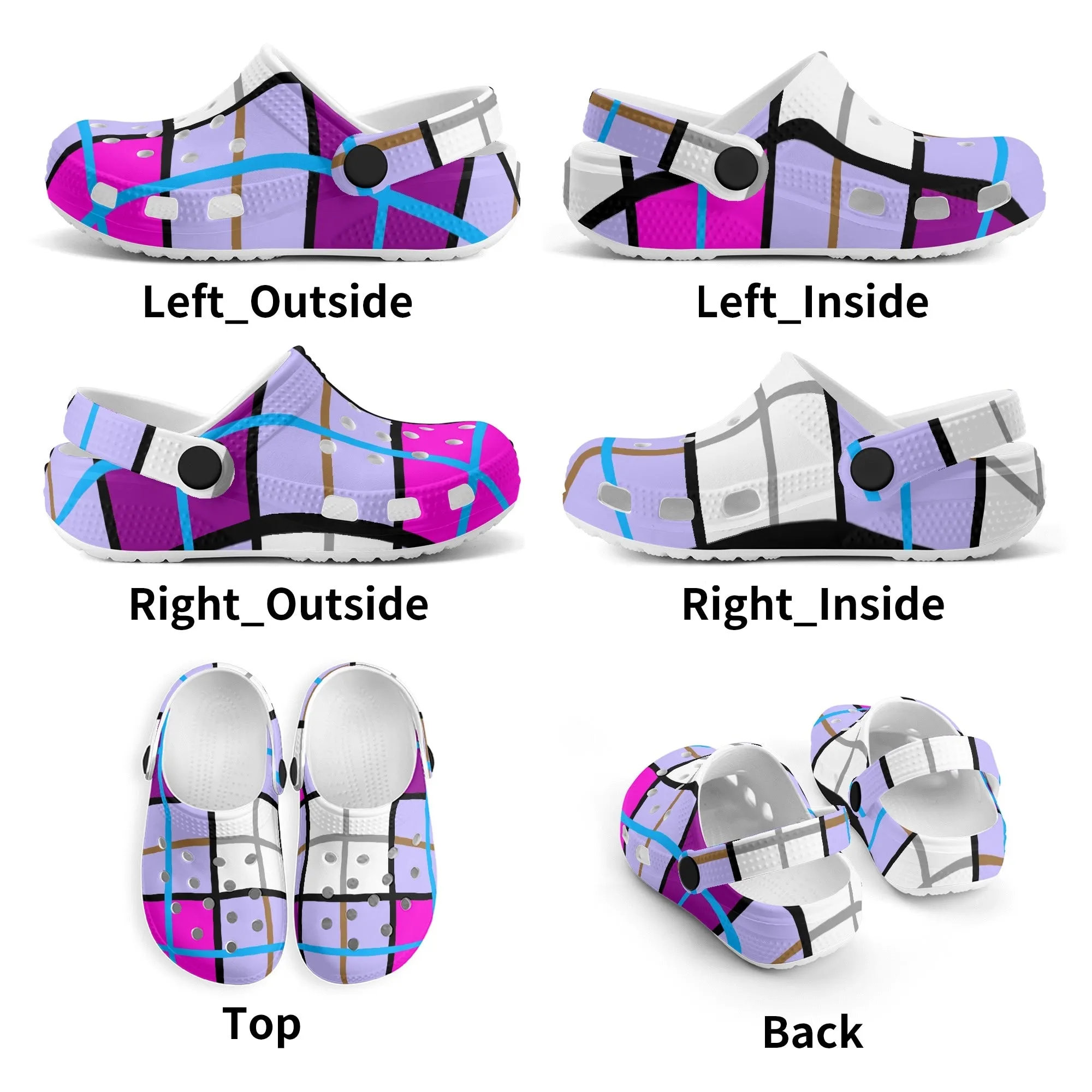 ✨'Clyde Sky Sweet' Happy Tartan® Kids Classic Clogs✨