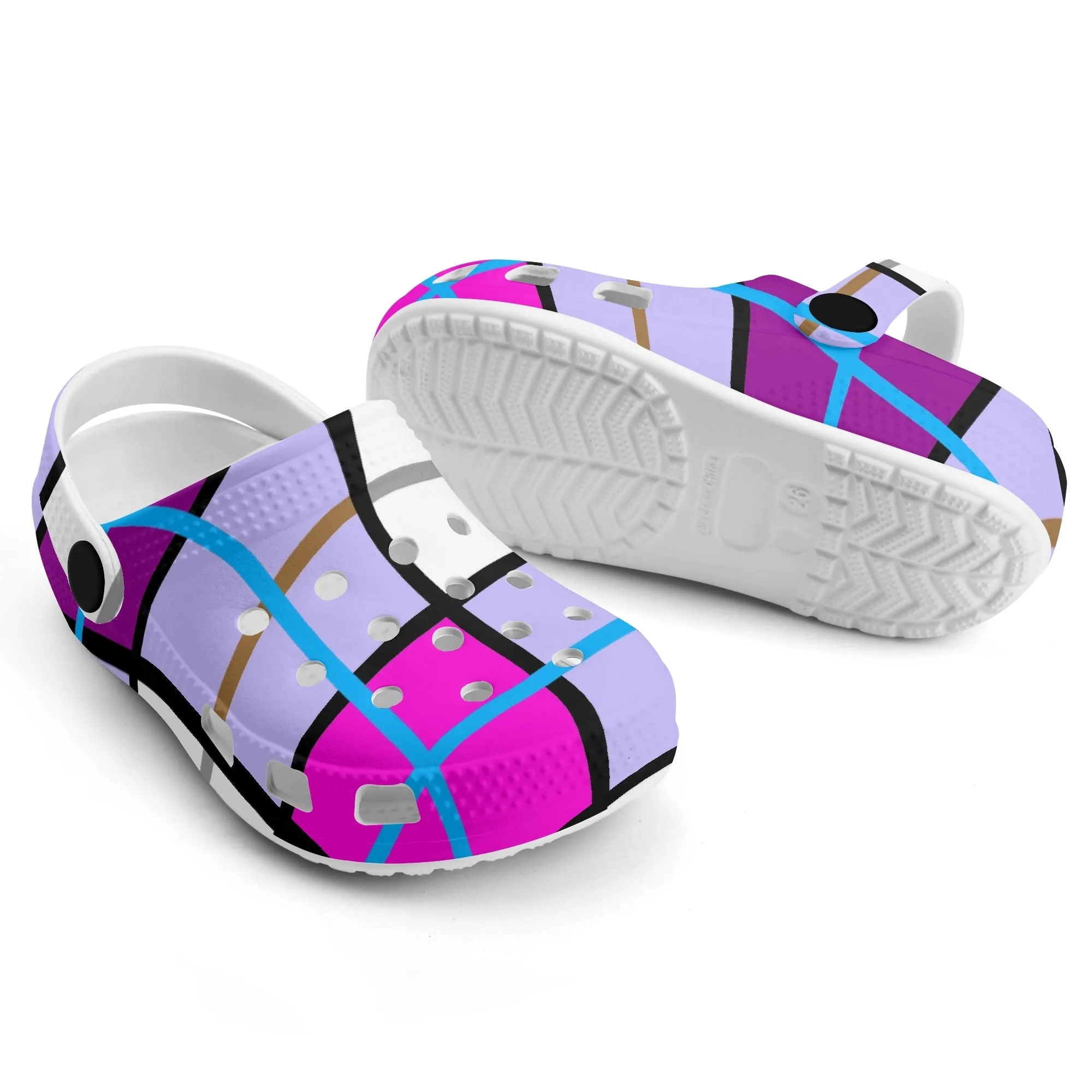✨'Clyde Sky Sweet' Happy Tartan® Kids Classic Clogs✨