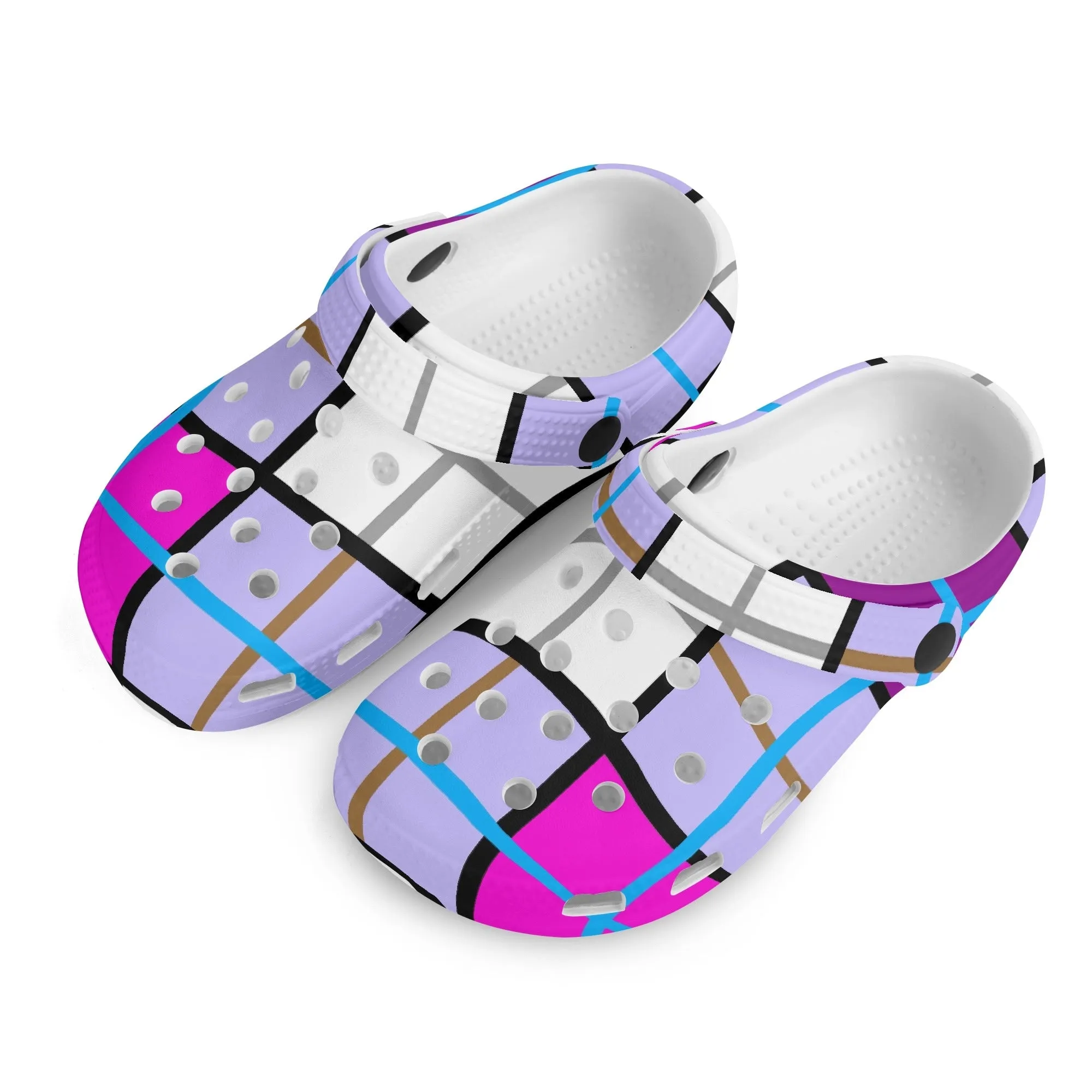 ✨'Clyde Sky Sweet' Happy Tartan® Kids Classic Clogs✨