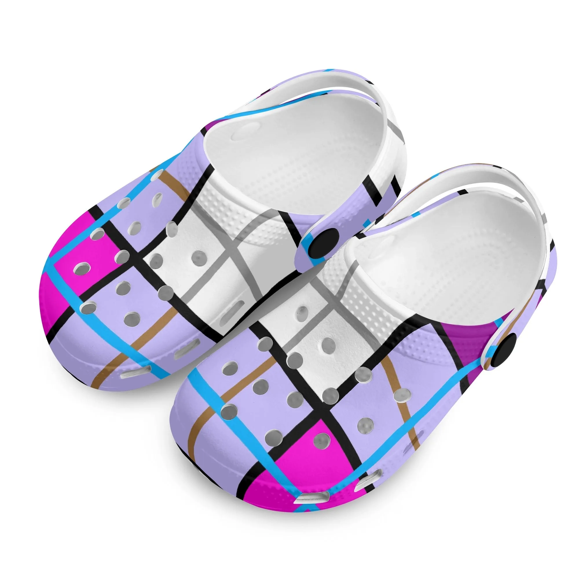 ✨'Clyde Sky Sweet' Happy Tartan® Kids Classic Clogs✨