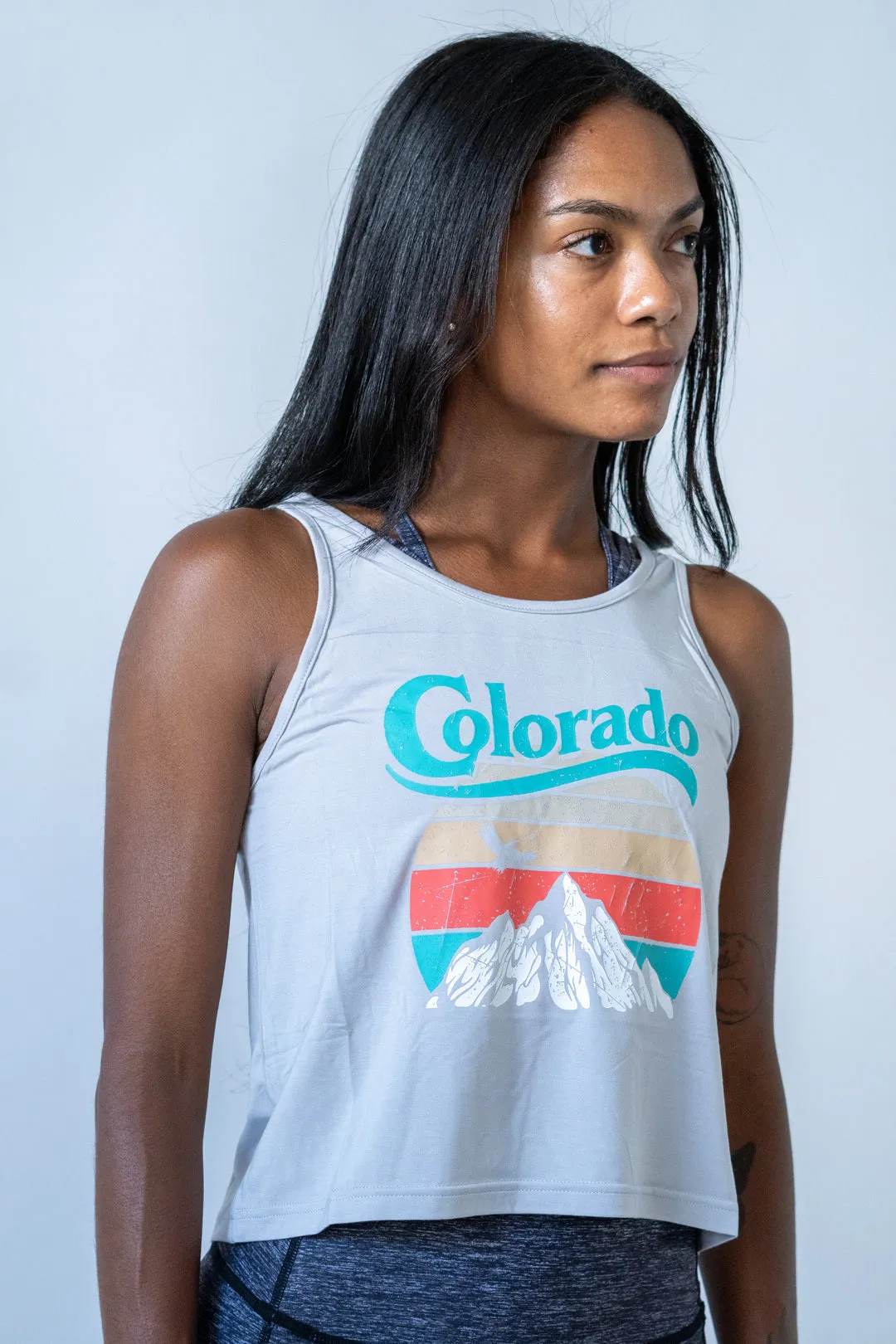 Colorado Mountain Crop Top Grey
