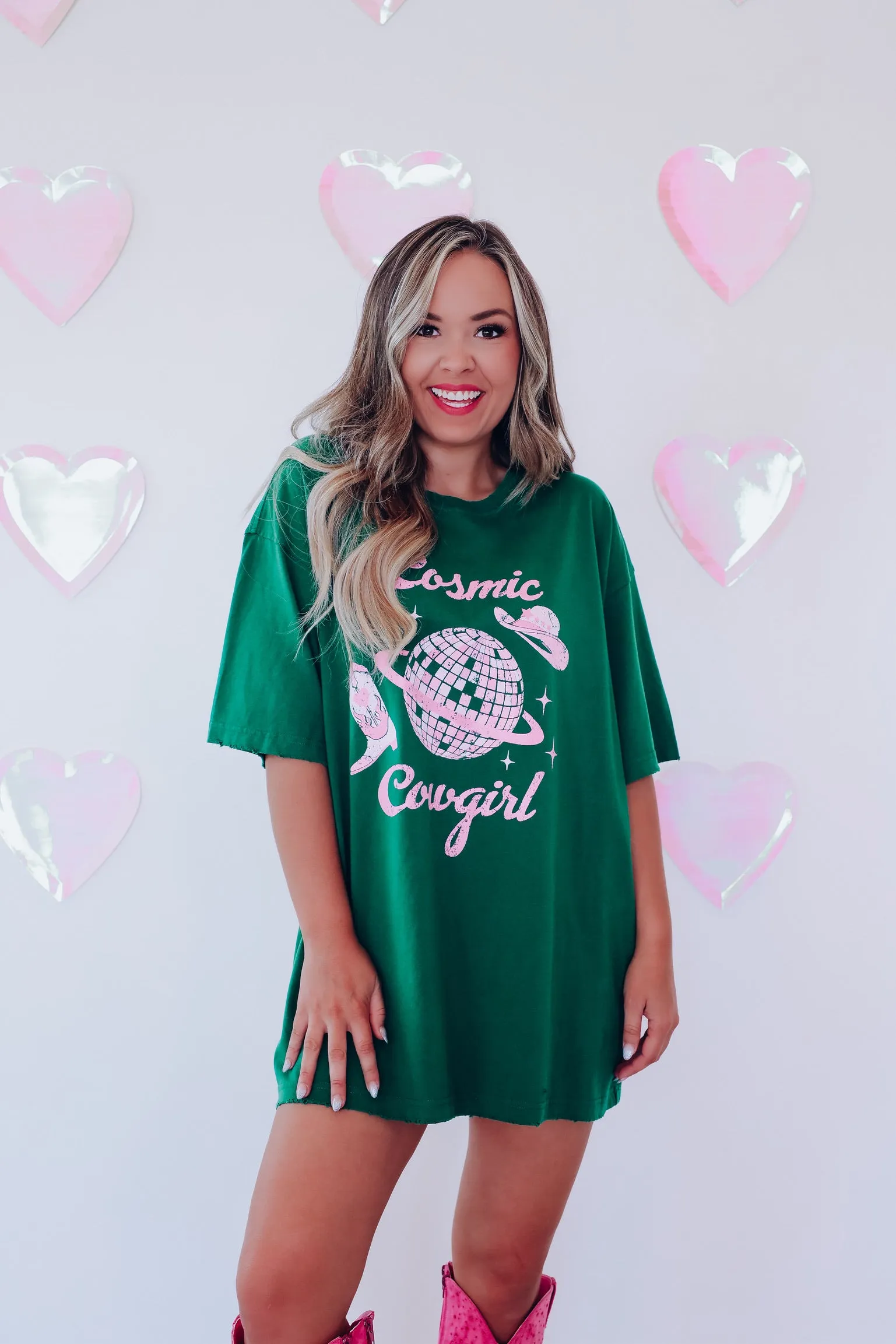 Cosmic Cowgirl Graphic Tee - Green