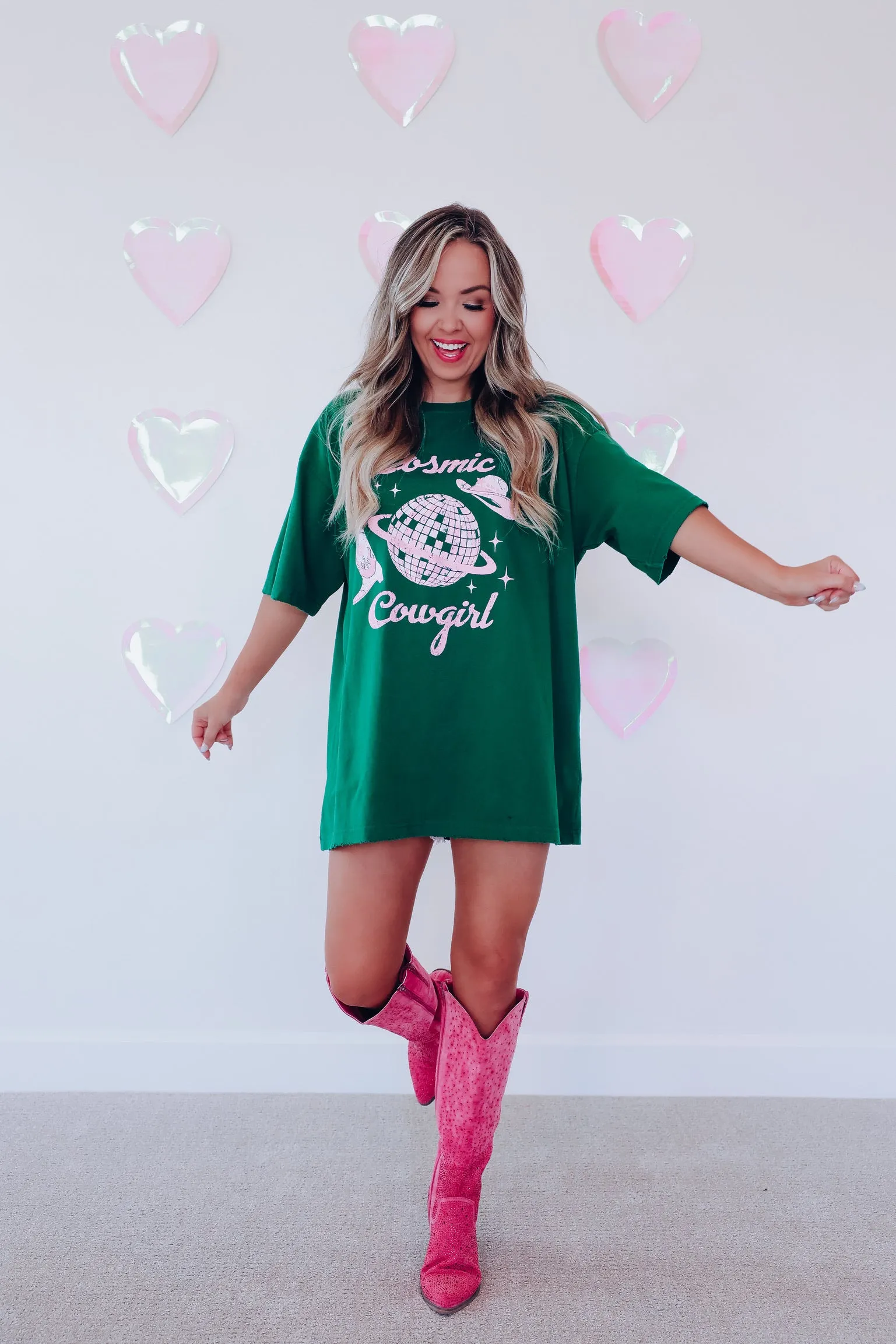Cosmic Cowgirl Graphic Tee - Green