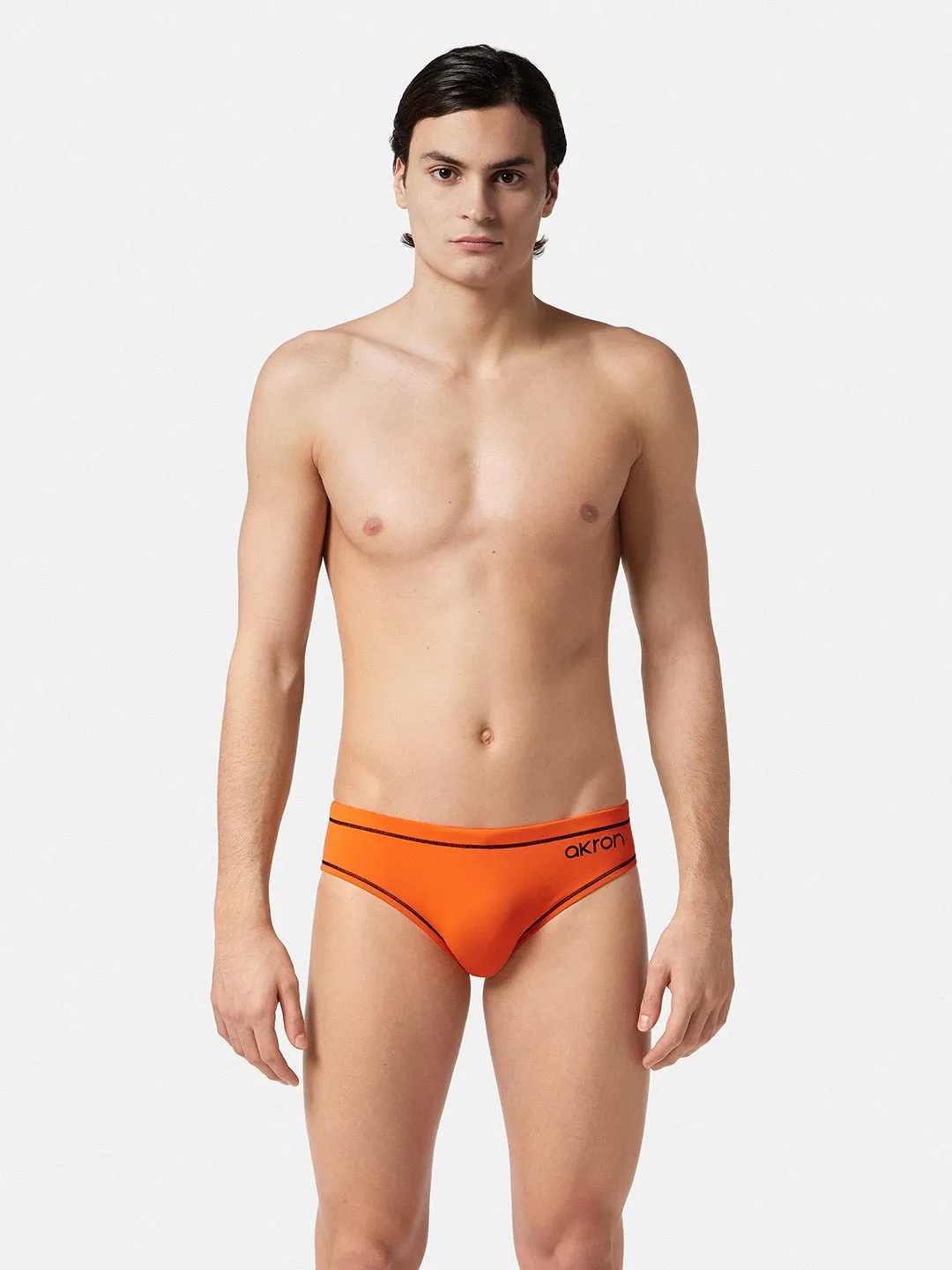 COSTUME AKRON ITALIA UOMO SLIP NUOTO PISCINA BICOLOR ARANCIO NERO
