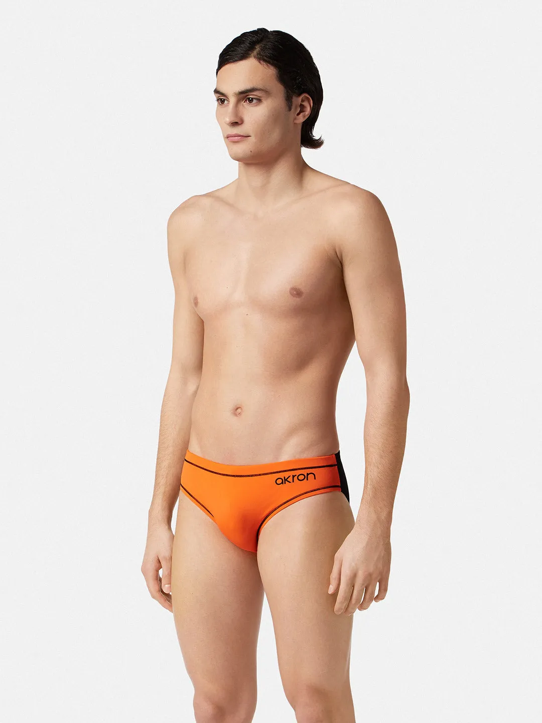 COSTUME AKRON ITALIA UOMO SLIP NUOTO PISCINA BICOLOR ARANCIO NERO
