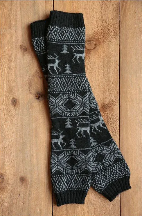 Cozy Nordic Snowflake Reindeer Legwarmers, 4 Colors