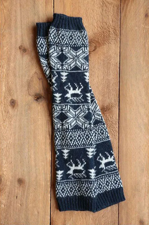 Cozy Nordic Snowflake Reindeer Legwarmers, 4 Colors