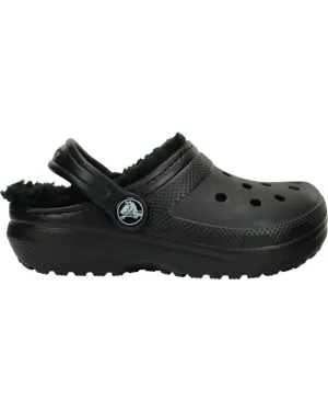 Crocs Kids' Classic Fuzzy Lined Clog in Black