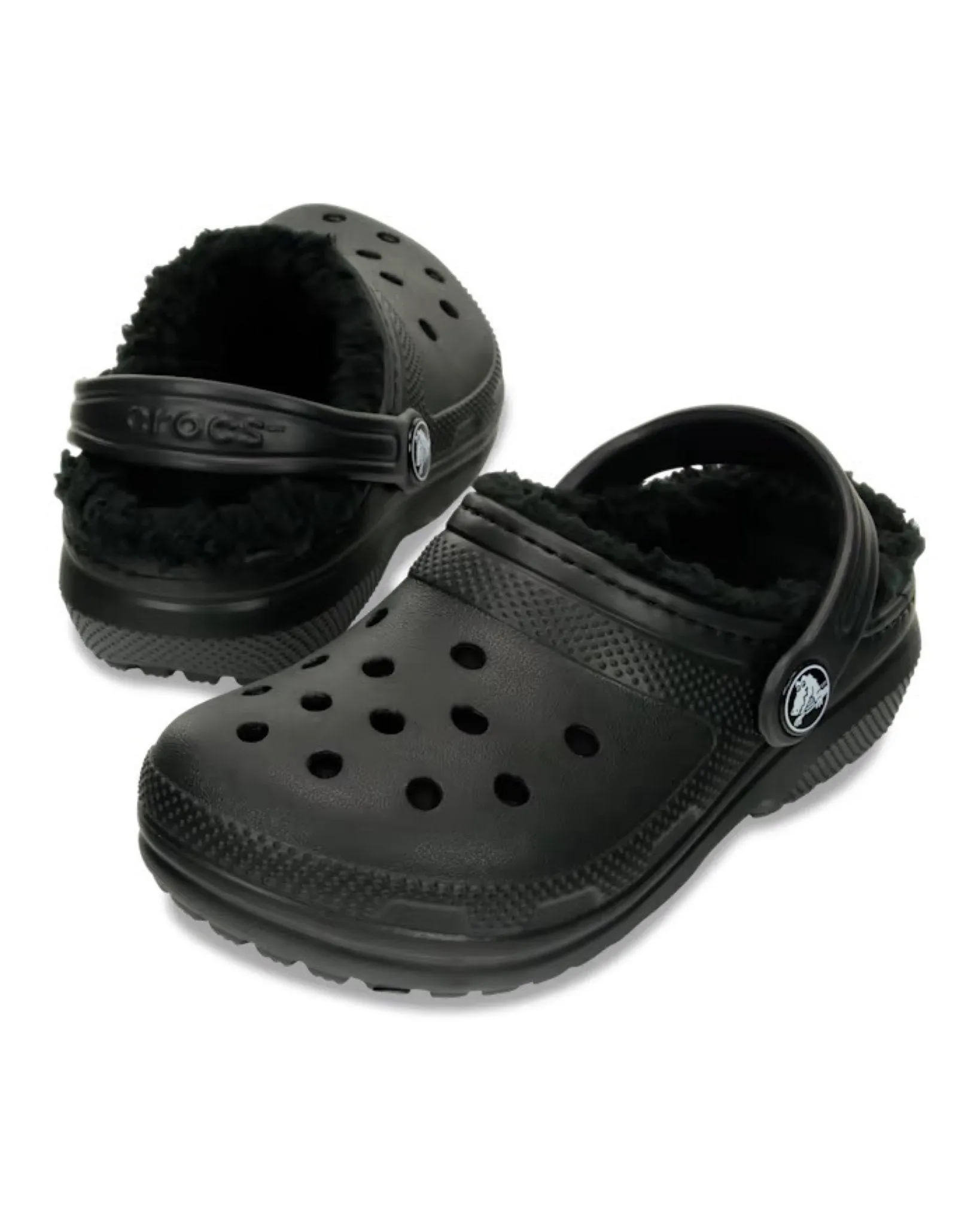 Crocs Kids' Classic Fuzzy Lined Clog in Black