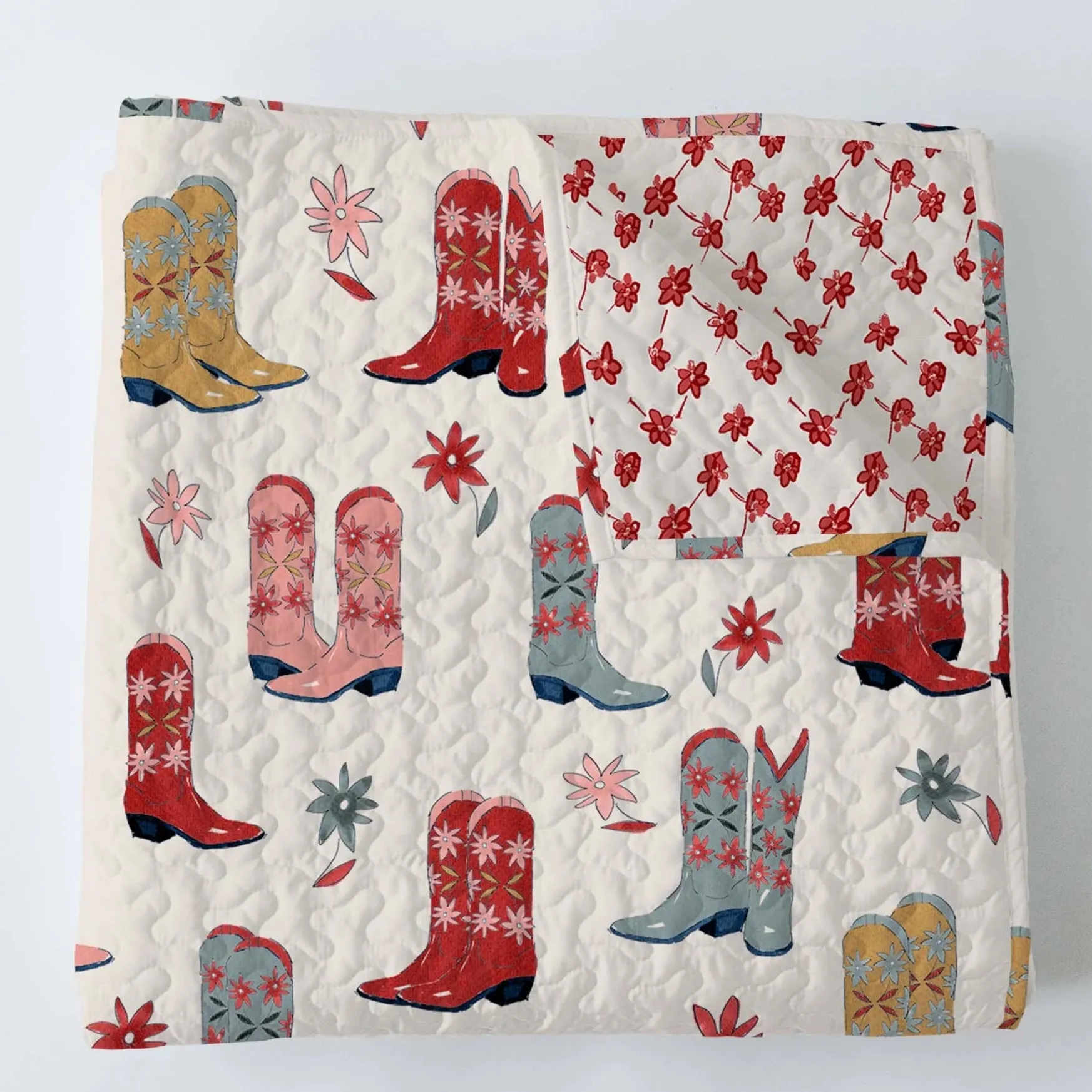 Daisy Boots Baby Blanket - Linen