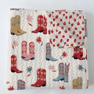 Daisy Boots Baby Blanket - Linen