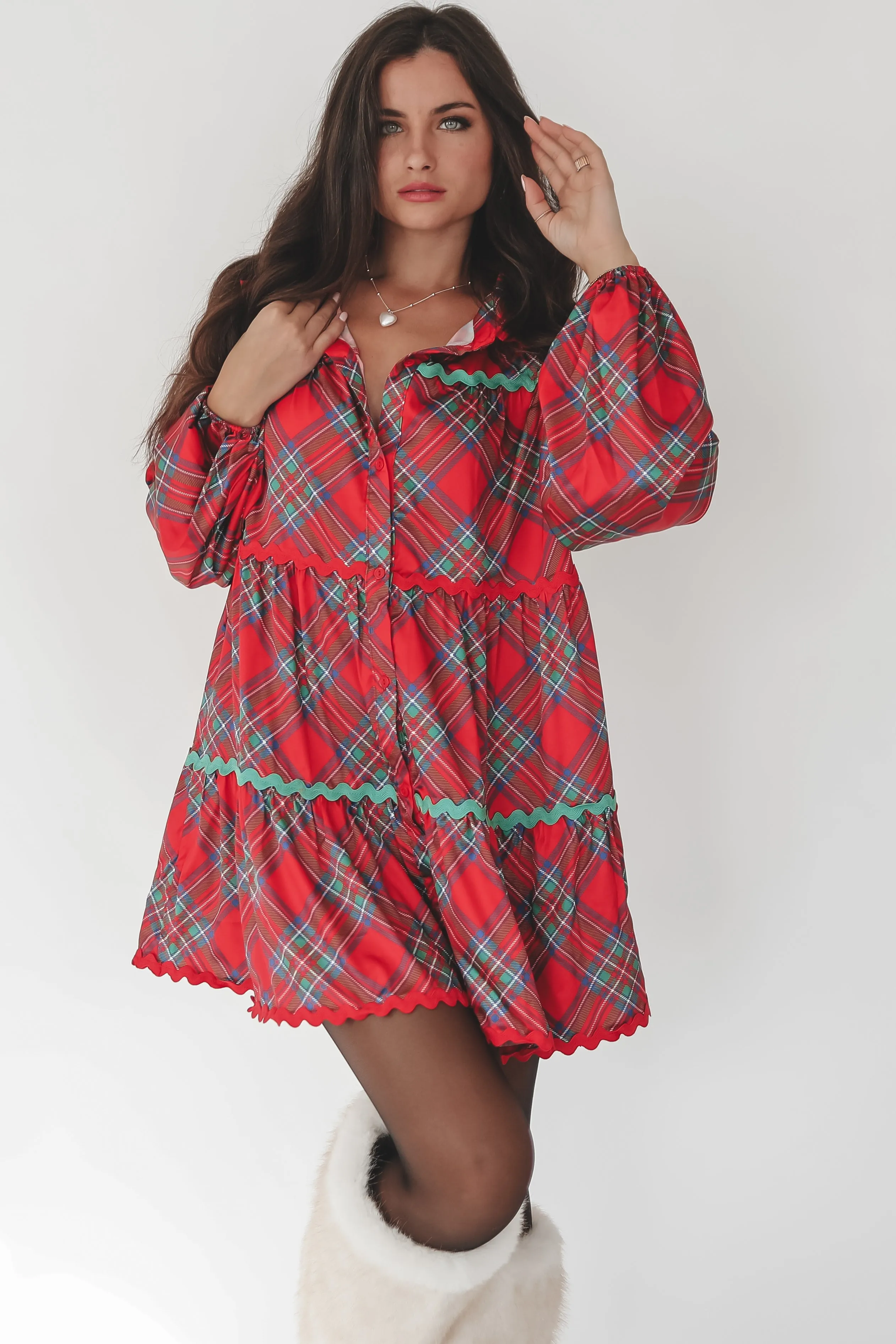 DEAL Having Myself A Merry Time Holiday Plaid Dress