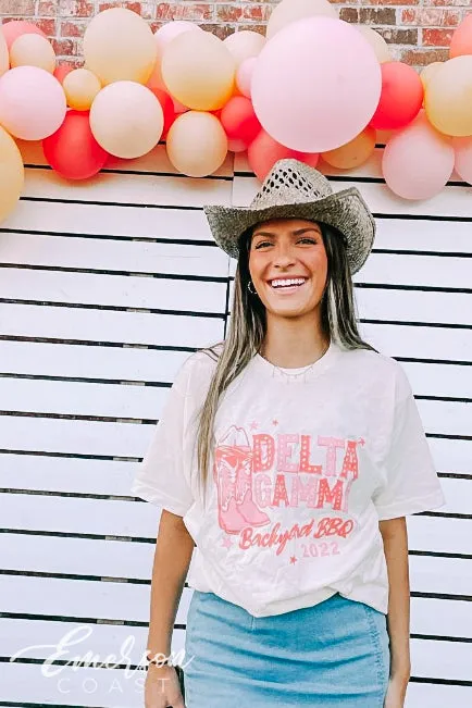 Delta Gamma Philanthropy Backyard BBQ Cowboy Boots Tee