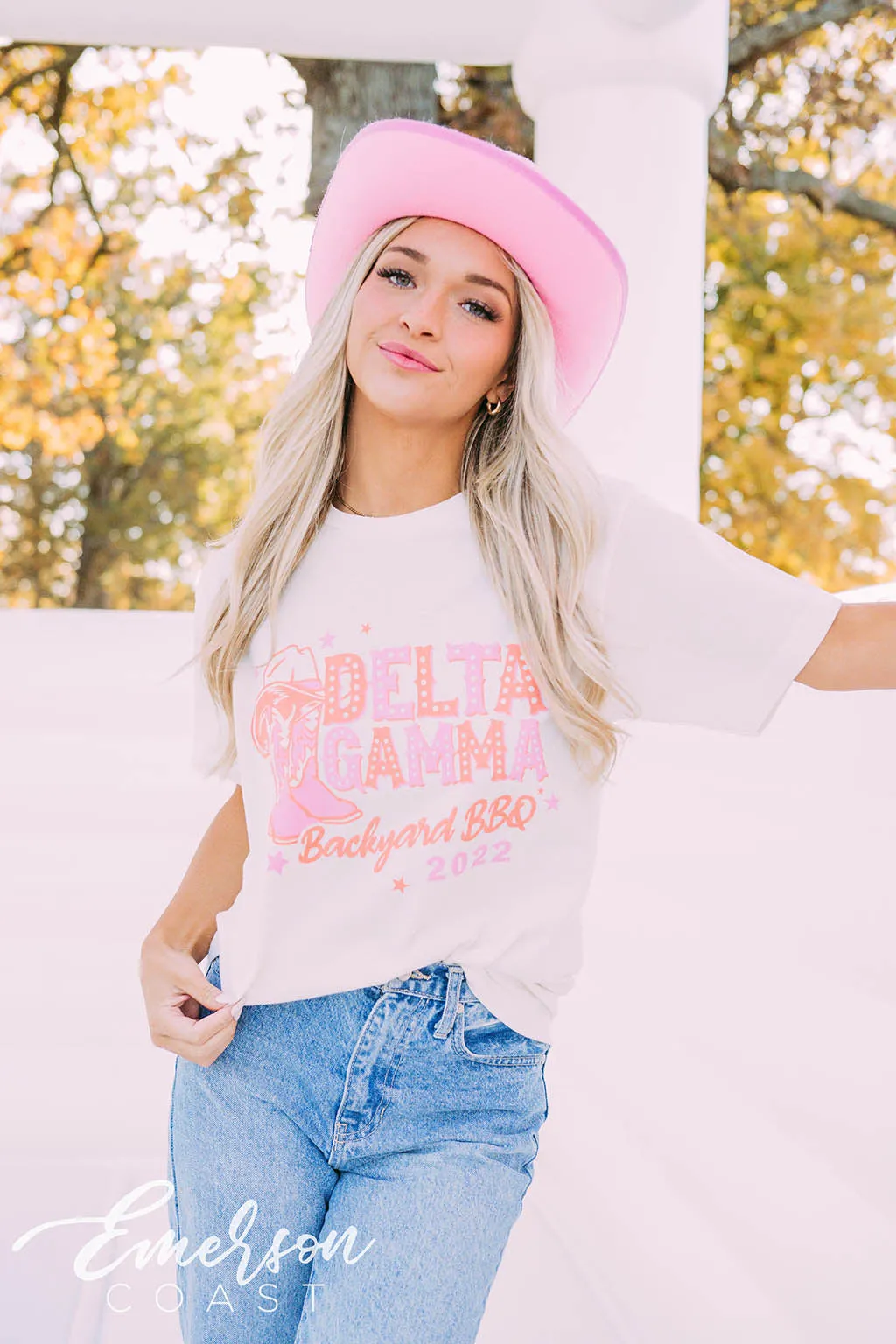 Delta Gamma Philanthropy Backyard BBQ Cowboy Boots Tee