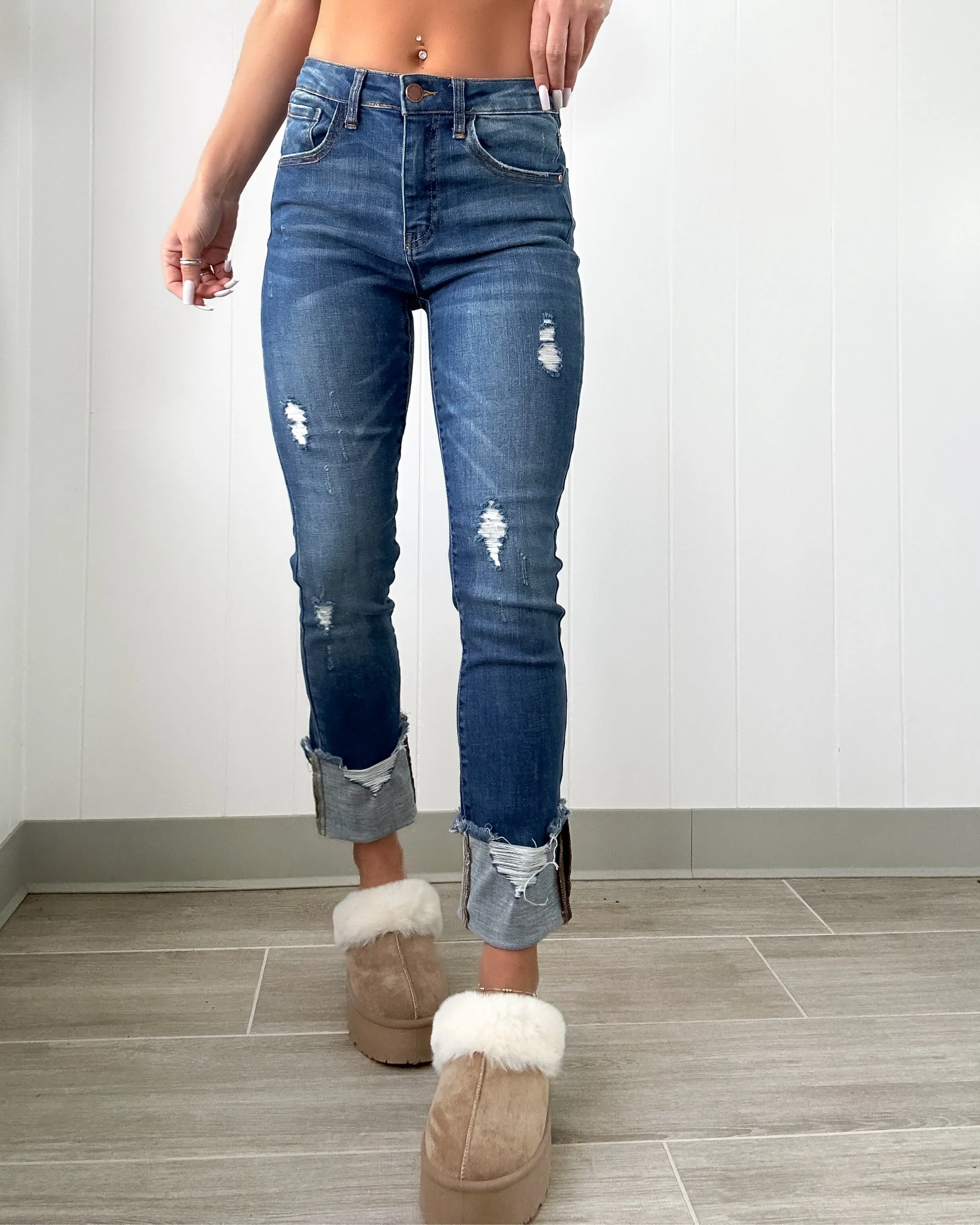 DOORBUSTER Charlie Frayed Cuff Ankle Jeans